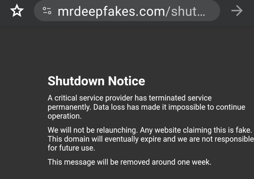 Shutdown Notice

A critical service provider has terminated service permanently. Data loss has made it impossible to continue operation.

We will not be relaunching. Any website claiming this is fake. This domain will eventually expire and we are not responsible for future use.

This message will be removed around one week.